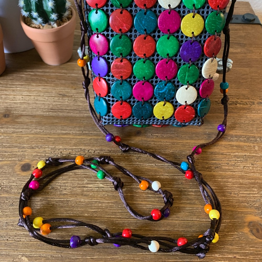 Beaded Multicolored Coconut Shell Mini Crossbody … - image 4